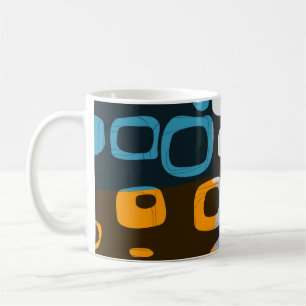 Taza De Café Azul, Naranja, Gris Retro Resumen de arte Mug