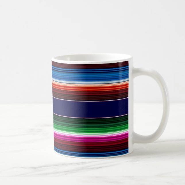 Taza De Café Azul, Naranja, rosado caliente, sarape verde mexic (Derecha)