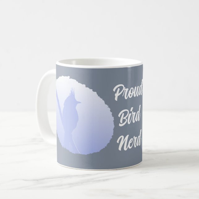 Taza De Café Azul Naturaleza Silhouette Orgulloso Pájaro Nerd (Anverso izquierdo)