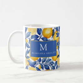 Taza De Café Azul negrita Italia Positano Lemon