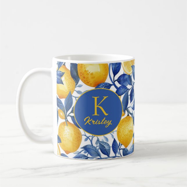 Taza De Café Azul negrita Italia Positano Lemon (Izquierda)