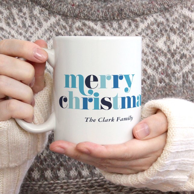 Taza De Café Azul negrita Leyendo foto de "Feliz Navidad" (Subido por el creador)