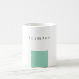 Taza De Café Azul Negro Blanco Liso Elegante Nombre Propio