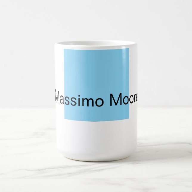 Taza De Café Azul Negro Blanco Liso Elegante Nombre Propio (Centro)
