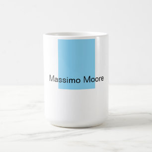 Taza De Café Azul Negro Blanco Liso Elegante Nombre Propio
