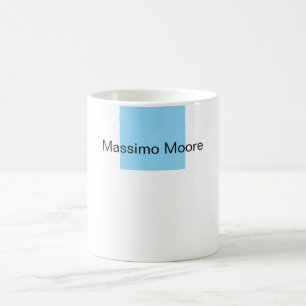Taza De Café Azul Negro Blanco Liso Elegante Nombre Propio