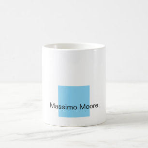 Taza De Café Azul Negro Blanco Liso Elegante Nombre Propio