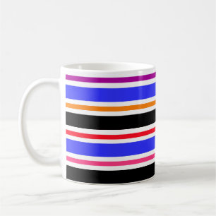 Taza De Café Azul Negro Multicolor Colores Rayas