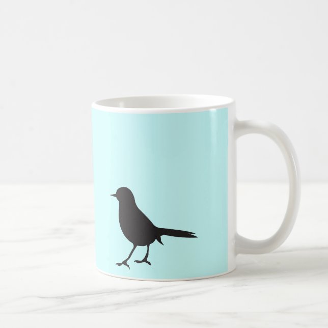 Taza De Café Azul negro y blanco del pájaro del gorrión de la (Derecha)