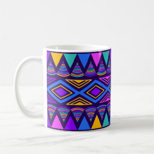 Taza De Café Azul neón: Patrón Navajo tribal