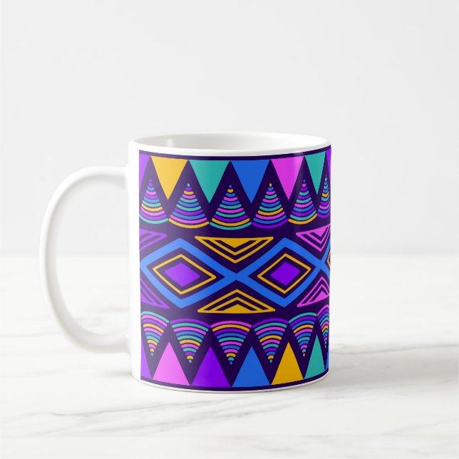 Taza De Café Azul neón: Patrón Navajo tribal (Izquierda)