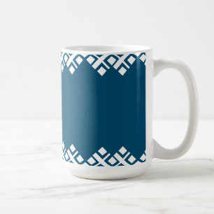 Taza De Café Azul Oceánico y Mono Zig Zag Blanco
