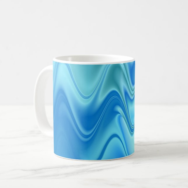 Taza De Café Azul Ondulado Abstracto (Anverso izquierdo)