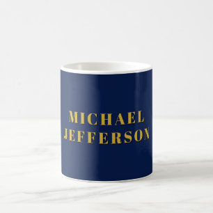 Taza De Café Azul oscuro y dorado minimalista simple moderno pr