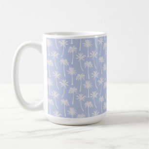 TAZA DE CAFÉ AZUL PASTEL CON PALMERAS TROPICALES DE VERANO