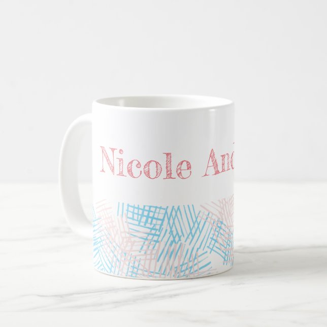 Taza De Café Azul Pastel y Rosa (Anverso izquierdo)