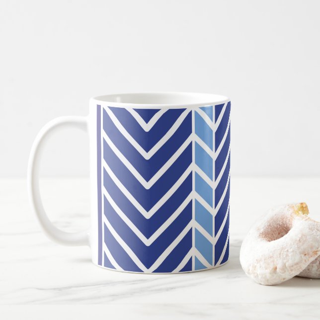 Taza De Café Azul patrón Chevron (Con donut)