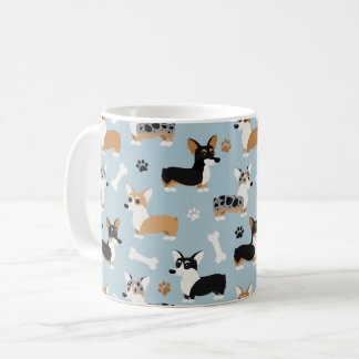 Taza De Café Azul patrón Corgi