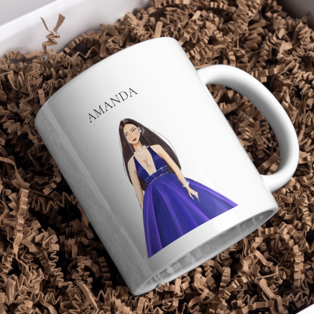 Taza De Café Azul personalizado, dibujo chica (Subido por el creador)