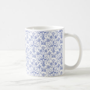Taza De Café Azul perwinkle personalizado sobre floral decorati