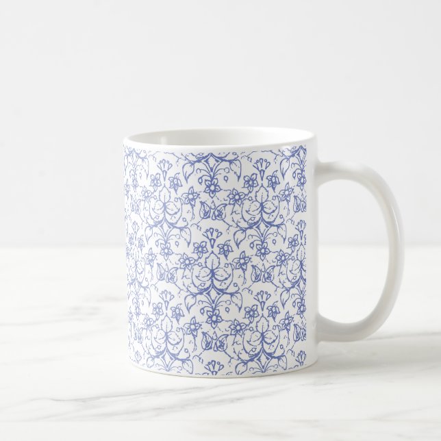 Taza De Café Azul perwinkle personalizado sobre floral decorati (Derecha)