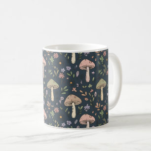 Taza De Café Azul Pizarra Profundo Hongo Malhumorado Estampado 