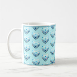 Taza De Café Azul Polka Dot Heart Cute Coffee