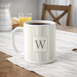 Taza De Café Azul Polvoriento Franja Neutral Inicial Casa de Ca