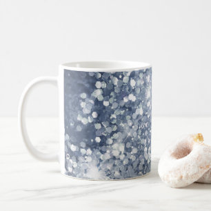 Taza De Café Azul Polvoriento Plata Brillo Brillante
