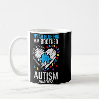 Taza De Café Azul por la Conciencia del Hermano Au Familia Herm
