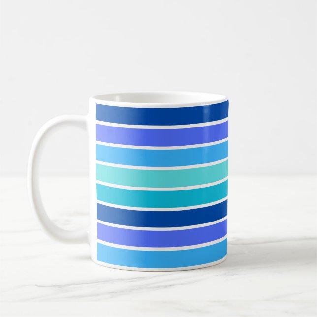Taza De Café Azul Profundo Rayado (Izquierda)