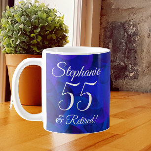 Taza De Café Azul Real 55 y Jubilación