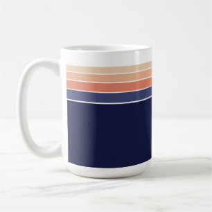 Taza De Café Azul retro y rayas de color