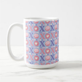 TAZA DE CAFÉ AZUL ROSA DÍA DE SAN VALENTÍN HUGS KISSES