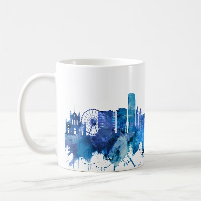 Taza De Café Azul Skyline de Belfast Irlanda del Norte (Izquierda)