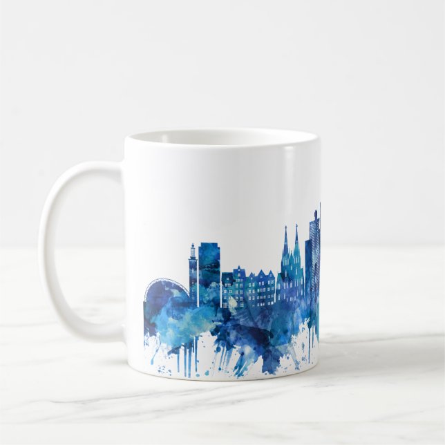 Taza De Café Azul Skyline de Cologne Germany (Izquierda)
