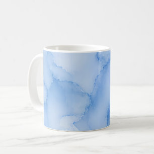 Taza De Café Azul Suave Abstracto de Acuarela