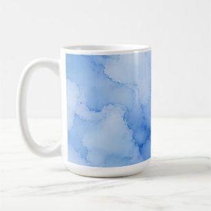 Taza De Café Azul Suave Abstracto de Acuarela