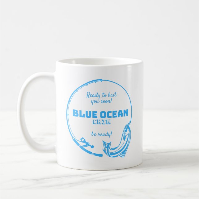 Taza de café azul tema marino (Izquierda)