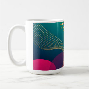 Taza De Café Azul Turquesa Y Fuchsia Moderno Abstracto Con Estr