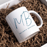 Taza De Café Azul Verde azulado simple Minimalista dos nombres<br><div class="desc">Sencillo tazón azul Verde azulado de dos Monograma Nombre perfecto para jefes,  consultores,  profesionales o hombres de negocios.</div>