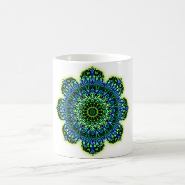 Taza De Café azul verde Mandala (Centro)