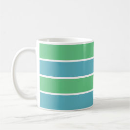 Taza De Café Azul / Verde Tiras Nombre Mug