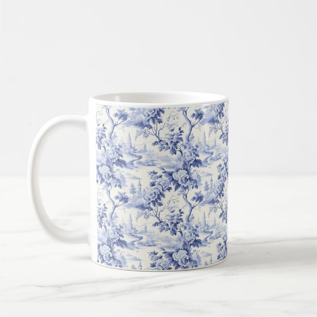 Taza De Café Azul vintage floral (Izquierda)