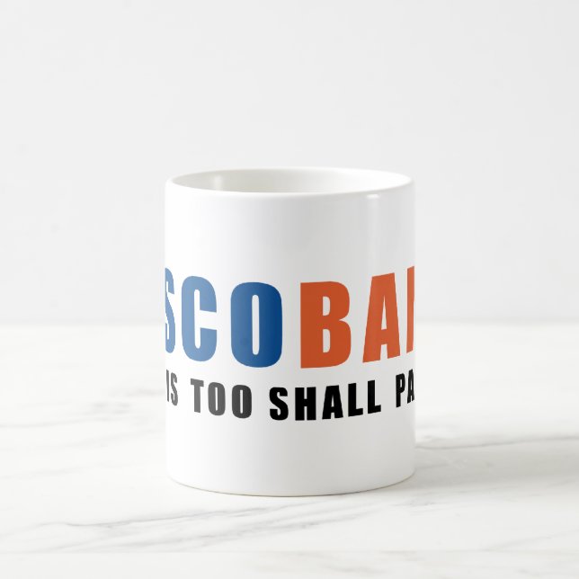 Taza de café azul y anaranjada (Centro)