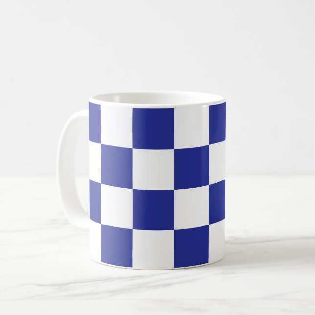 Taza De Café Azul y blanco bajo control (Anverso izquierdo)