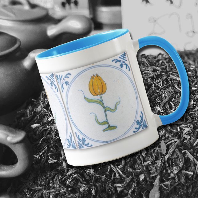 Taza de café azul y blanco con arte de azulejo de  (Subido por el creador)