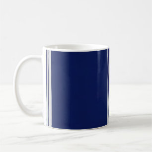 Taza De Café Azul y blanco rayado con acentos negros