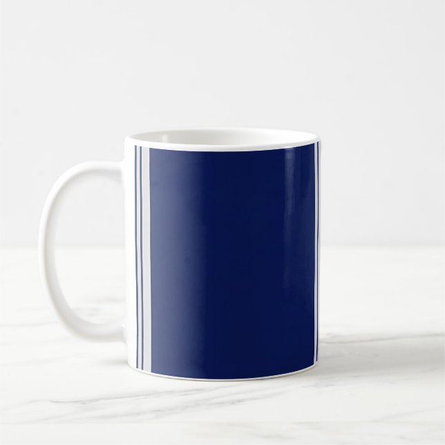 Taza De Café Azul y blanco rayado con acentos negros (Izquierda)