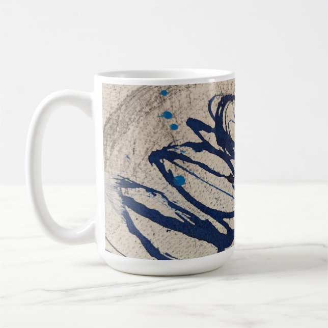Taza De Café Azul y Gris Abstracto Ohs (Izquierda)